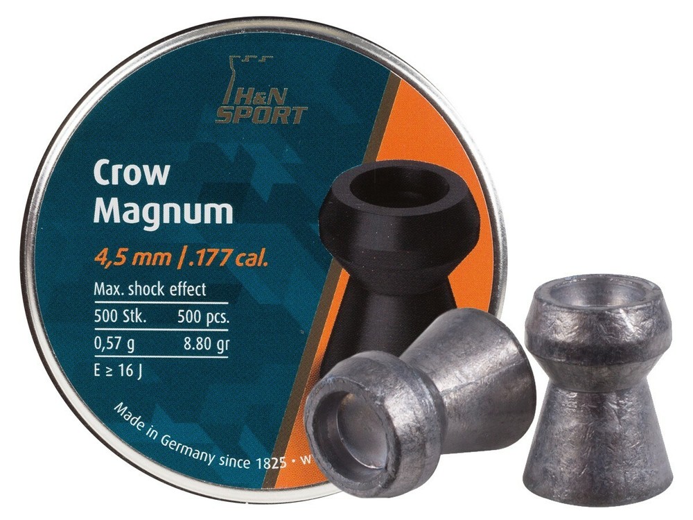 H&N BULK Crow Magnum 500 Count HOLLOW POINT 4.5mm .177 Caliber Pellets GERMANY B