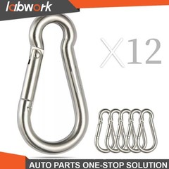 Labwork Steel Spring Snap Hook Carabiner Clips, Set Of 12 264 Lbs 304 Stainless