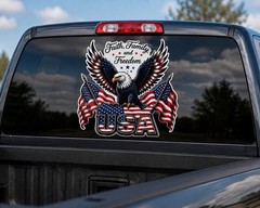 Faith Family Freedom Bald Eagle American Flag Sticker USA Patriotic Car Bumper