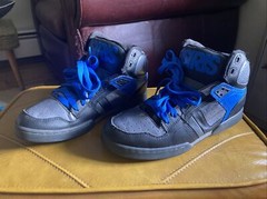 RARE OSIRIS BRONX NYC 83 BIG TONGUE PATENT LEATHER SKATE SHOES SZ 10 BARELY WORN