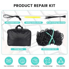 Round Bale Hay Net for Horses Slow Feed 5×5 Ft with Gloves and Repair Tool