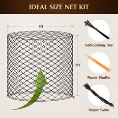 5×5 ft Round Bale Hay Net for Horses – Knotless Slow Feed with 2″ Holes