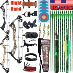 19-70lb Compound Bow Carbon Arrows Kit RH/LH Archery Target Hunting Shooting Bow