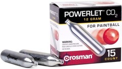 Crosman CC15PB CO2 Powerlet For Paintball (15-Count),Black 12 grams, Black