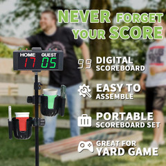 Digital Cornhole Scoreboard with Drink Holder Set, Electronic Scoreboard with Re