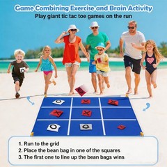2-in-1 Outdoor Giant Tic Tac Toe Bean Bag Toss Games for Kids Blue
