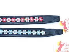 FSS Red Siam Aquamarine Blue FLOWER Rhinestone BLING Crystal Padded BROWBAND NEW