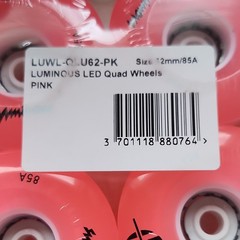 Luminous LED Quad Wheels Pink 62mm 85A Model LUWL-QLU62-PK MPN LUWL-QLU62-PK