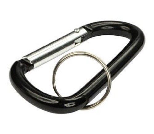 2pc 3″ Aluminum Carabiner D-Ring Keychain Locking Spring Belt Clip Snap Hook BLK