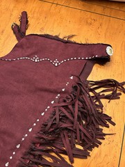 Burgundy Western Outfit – Hobby Horse Jacket- Custom Crystal Chaps- Animal Print
