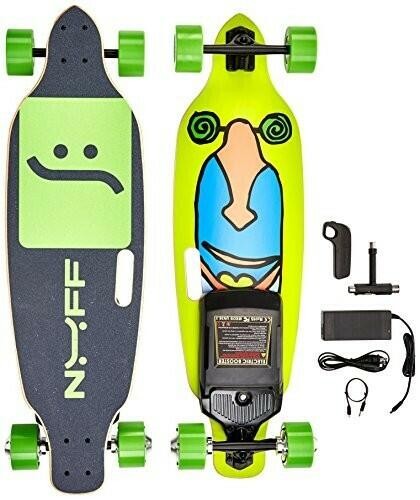 NUFF Electric Longboard Skateboard Rechargeable Remote Control Black Green