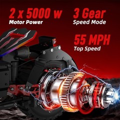10000W NFC 13″ OFF ROAD 60V 40AH 55MPH FAST SPEED 75Miles ELECTRIC SCOOTER ADULT
