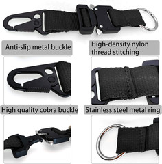 Tactical Key Chains for Mens, EDC Gear Clips with HK Clip, Large Military Black
