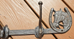 Wall Mount Coat Rack 23in long Metal Horse Head 3 Hook