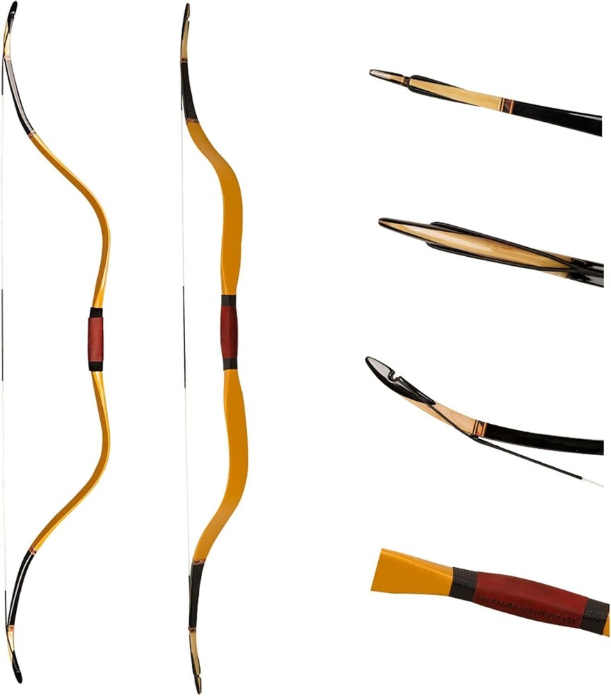 61″ Mongolian Traditional Recurve Bow Yuan Dynasty Hunting Bow for Adult 35lbs