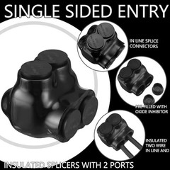 3 Pcs Black Insulated Multi Cable 250-6 Wire Range, 2.22″L x 2.3″W x 2″H