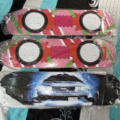 Kith For Back To The Future Skateboard 3 Of Them In Hand 2 Pink 1 Blue