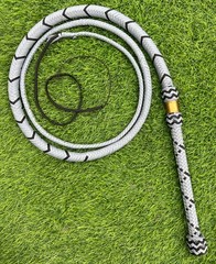 Nylon Bullwhip, Light Grey and Black: Australian Style, Size 4ft-12ft
