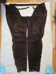 Adult Brown Barnstable Riding Chaps Suede Leather Zip-Up Medium Long M/L