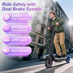 Sigravy B2 Electric Scooter 350W 19MPH APP Folding Lightweight Solid Tire Teens