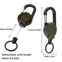 Retractable Heavy Duty Pull Reel Keychain Steel Wire Rope Carabiner Tool