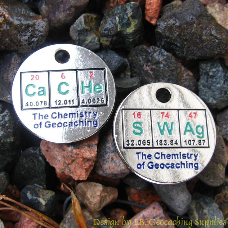 Chemistry of Geocaching PathTag Pair with Glow Enamel (2pcs lot)