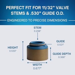 16pcs Rubber Positive Valve Stem Seal – Fits an» Valve Stem and a 0.530 11/32