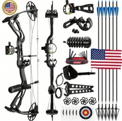 Compound Bow Set 70lb 320FPS Speed Archery Carbon Arrows Sight Release Hunting