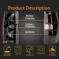 Tail Light Assembly Compatible with 2007-2014 Chevy Tahoe/Suburban Driver and Pa