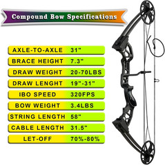 Adjustable Compound Bow Set for Adults & Teens – 20-70Lbs for Hunting & Target