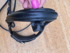 Vespucci Leather Dressage Bridle HEADSTALL w Black & Iridescent Crystal Browband