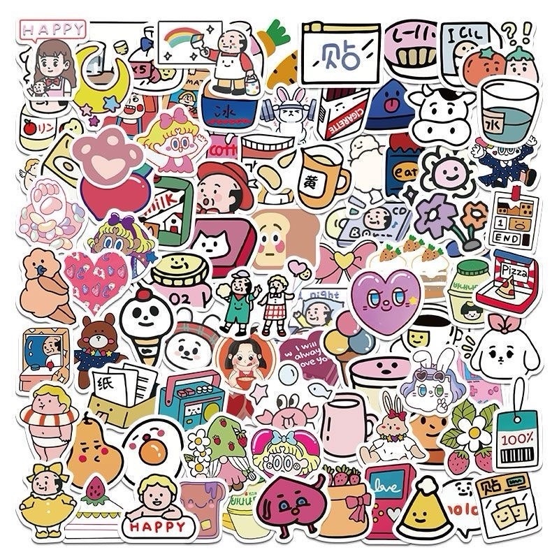 30Pcs Random Cute Kawaii Cartoon Waterproof Decals Vinyl Stickers Water Bottle