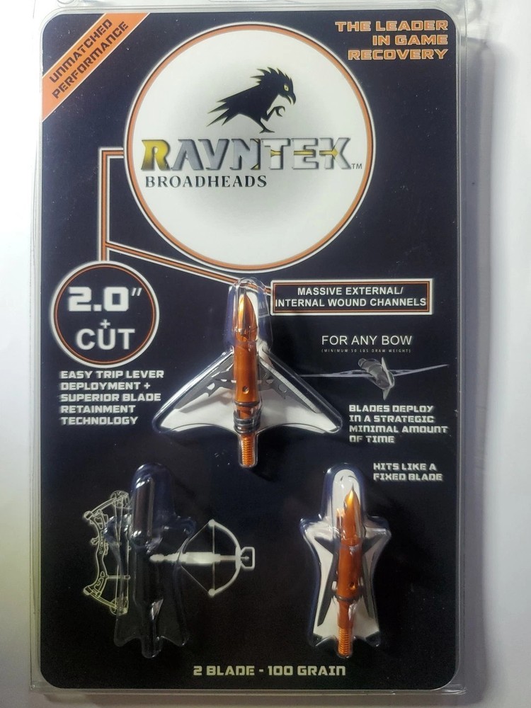 Mechanical Broadhead.100G.Raven.  RAVNTEK 2.0″+GIVE REVEIW. SHARPEST YOU’LL FIND
