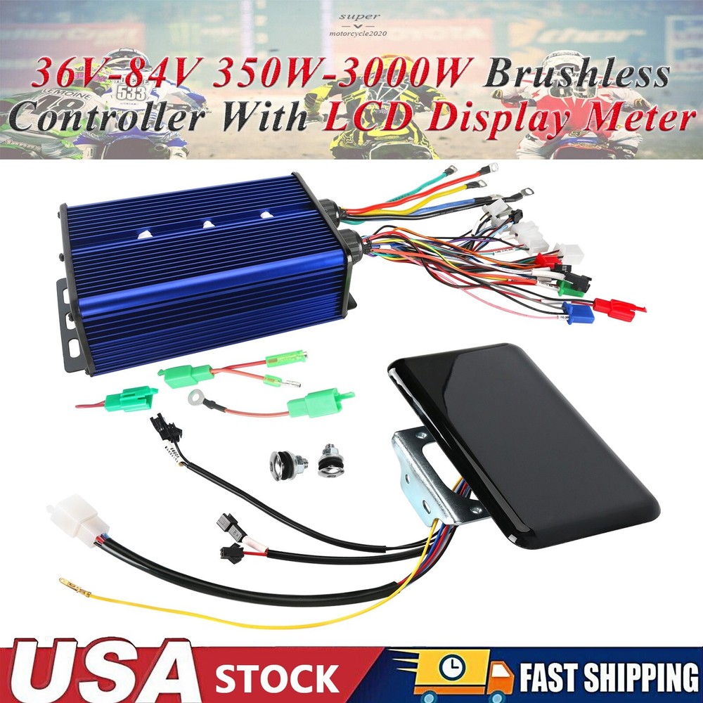 36V 48V 52V 60V 62V 72V 84V 350-3000W Brushless Controller & Display For E-Bike