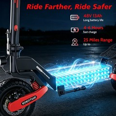 1200W 48V 13AH Electric Scooter for Adult 30MPH 25Miles 11» Off-road E-Scooter