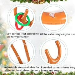 2 Set Inflatable Reindeer Ring Toss Game for Christmas Party Favors Supplies