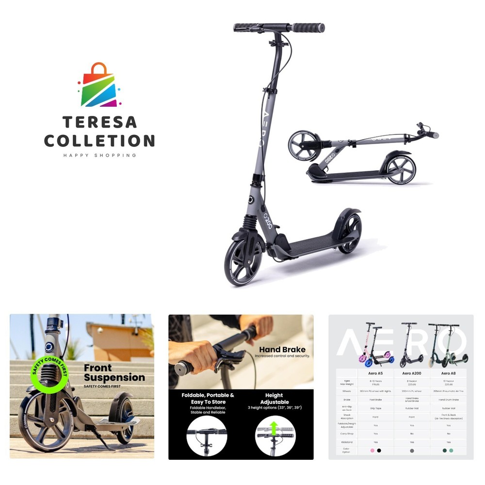 Aero Big Wheels Kick Scooter For Kids 6+, Teens & Adults, Light Up Wheels