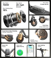 NAVEE GT3 Electric Scooter for Adults, 20MPH, 31 Miles Range,10″ Tires, Commuter