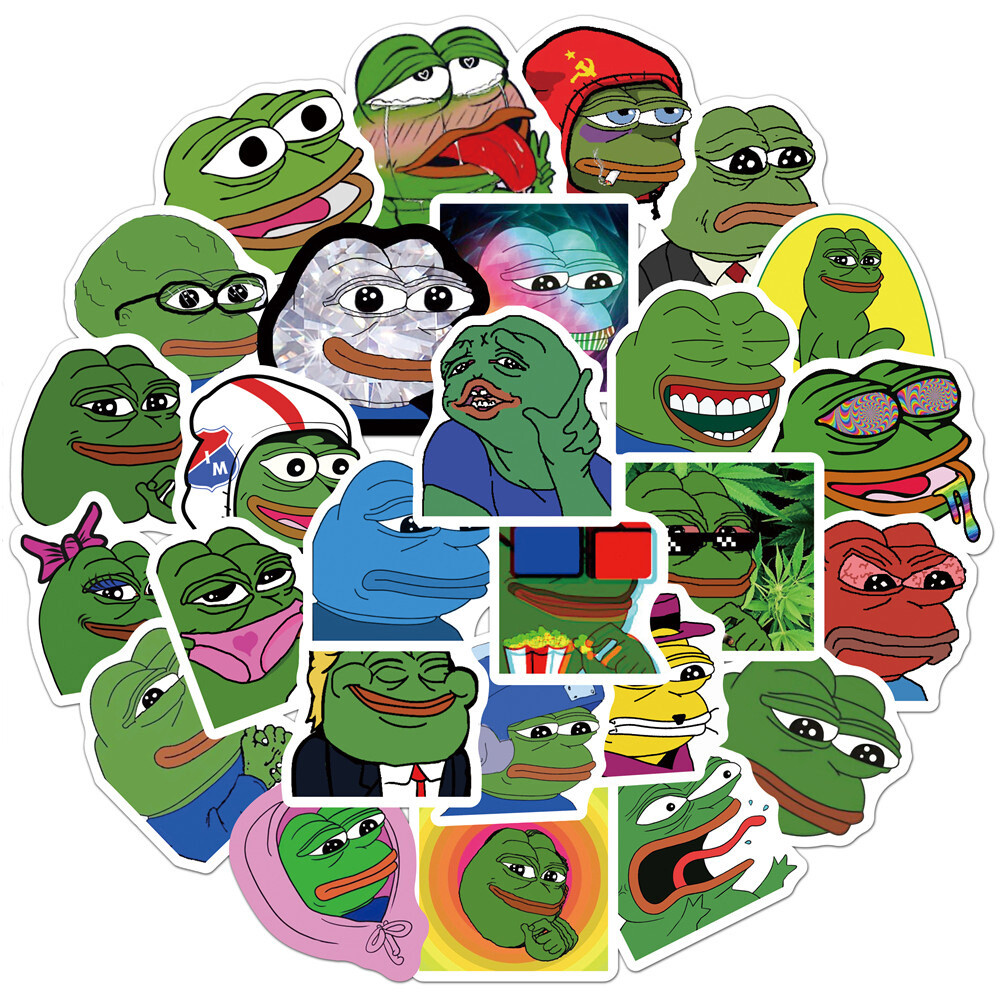 Mix 10/50 PCs Pepe the Frog MEME Cartoon Anime Luggage Car Sticker -No Duplicate