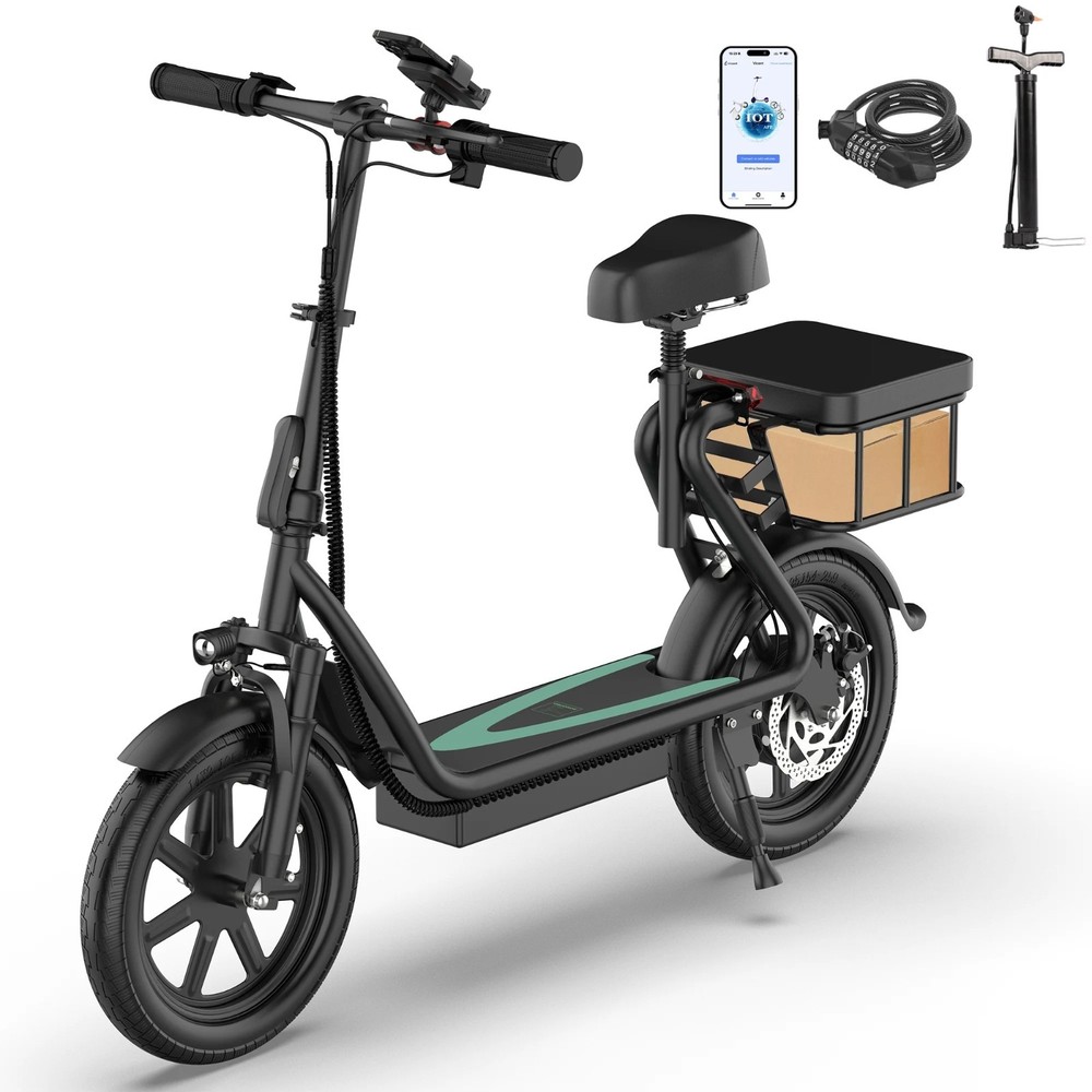 AOVOPRO Electric Scooter for Adults with Seat Range 50Miles, Foldable E-Scooter
