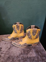 Dingo Boots Yellow Snakeskin Western Equestrian Boots Snake Print Cowboy Boots
