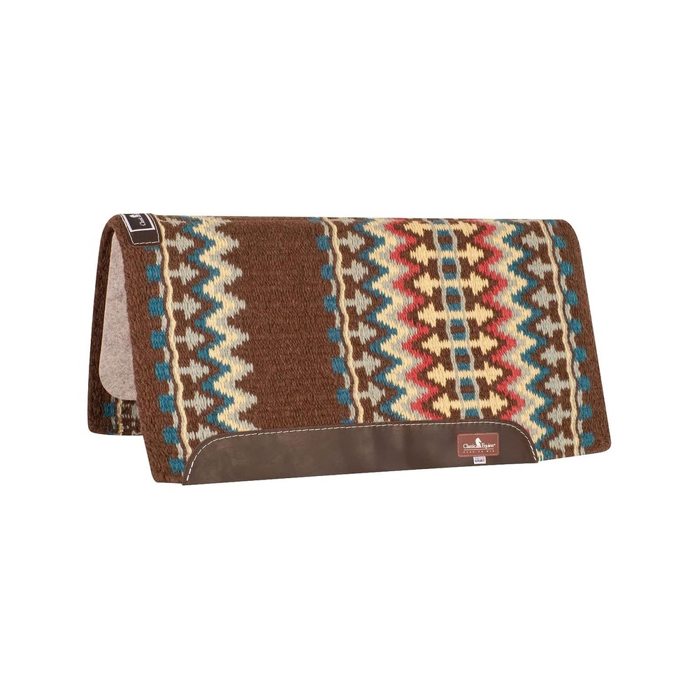 CLASSIC EQUINE Classic Wool Top Chestnut/Lemon Saddle Pad, 32-inch x 34-inch