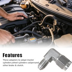 Brake Line Fitting, 2pcs Male to 3AN Female 90-Degree Stainless 3AN-90 Degree