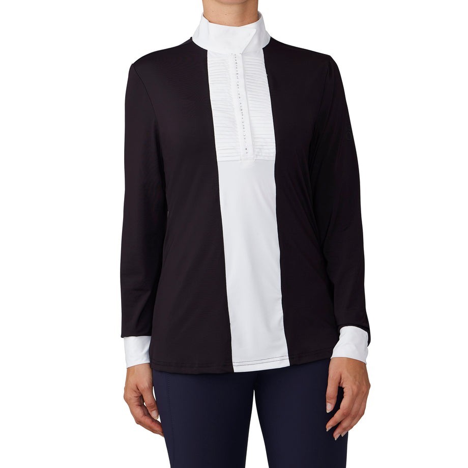 Ovation Elegance Grace Ladies Long Sleeve Show Shirt XS- Black And White NWT