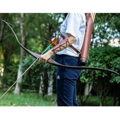 54″ Recurve Bow 20-70lb Wooden Archery Hunting Bow Longbow Target Arrows RH