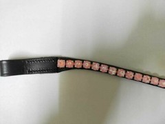 Wonderful Pink Stone Crystal Leather Browband For Horse.