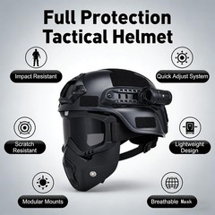 Tactical Airsoft Helmet with Detachable Goggles and Full : Military Gear for …