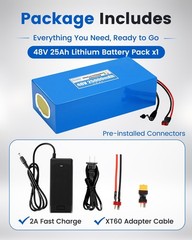 48V 25Ah Lithium Battery Pack Rechargeable for 48V Electric Bicycle Systems