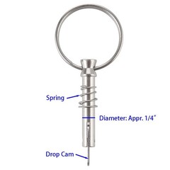 4-Pack 1/4″ 316 Stainless Steel Quick Release Bimini Top Pins with Drop Cam