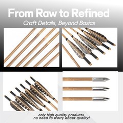 12X 33″ Bamboo Arrows Archery 5″ Feather 8mm Shaft Longbow Recurve Bow Shooting